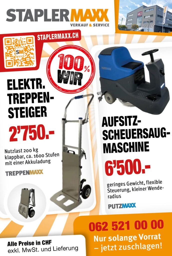 Treppensteiger+Aufsitzscheuersaugmaschine 100% WIR